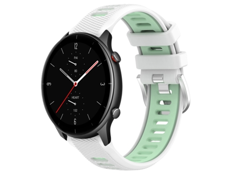 Correa Smartwatch para Amazfit GTR 2e 22mm Textura Cruzada con Hebilla de Acero Silicona Bicolor (Blanco + Verde Azulado)