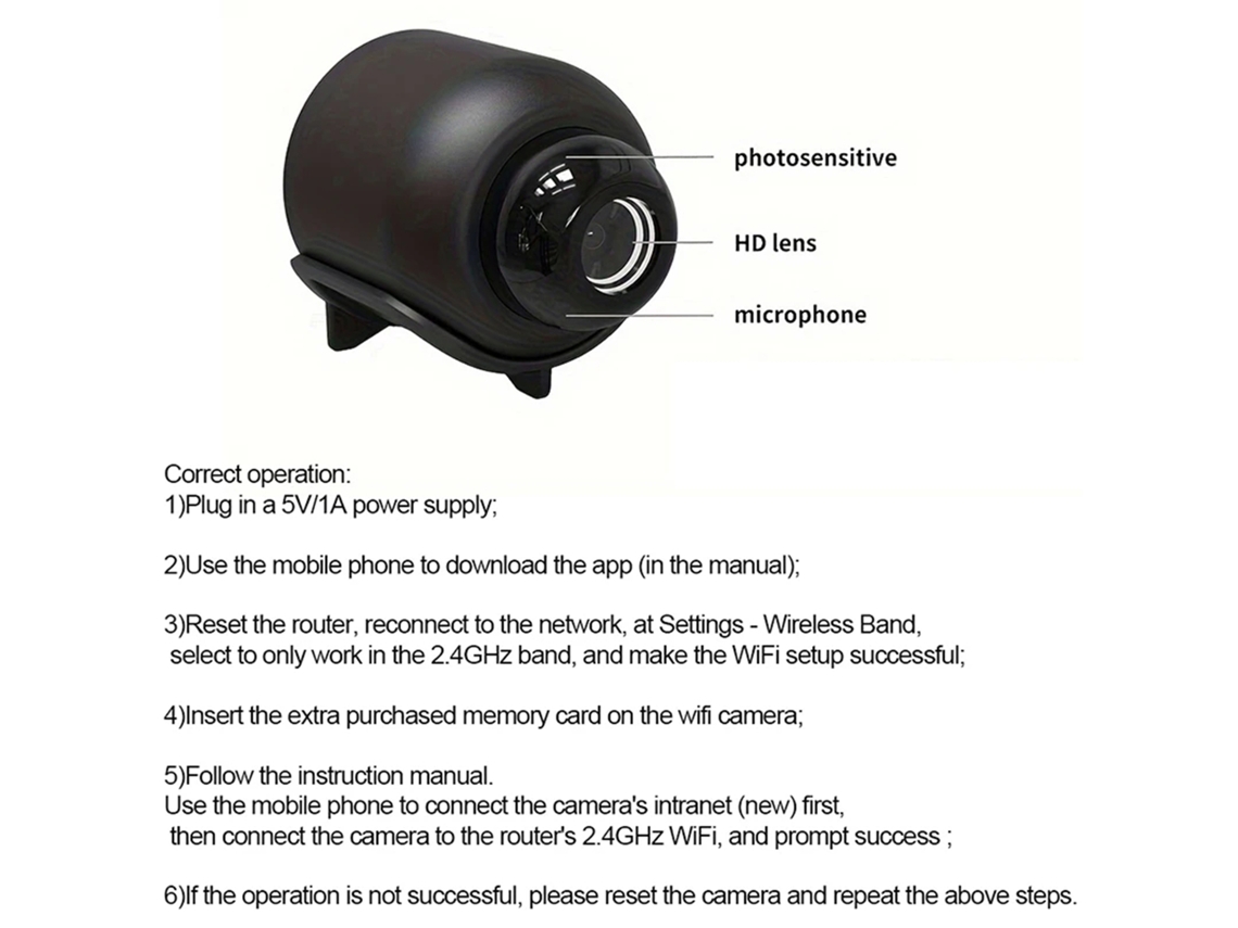 Cámara Inalámbrica Wifi X5 Mini Hd1080p Compacta Para Hogar, Exterior Y Campamento