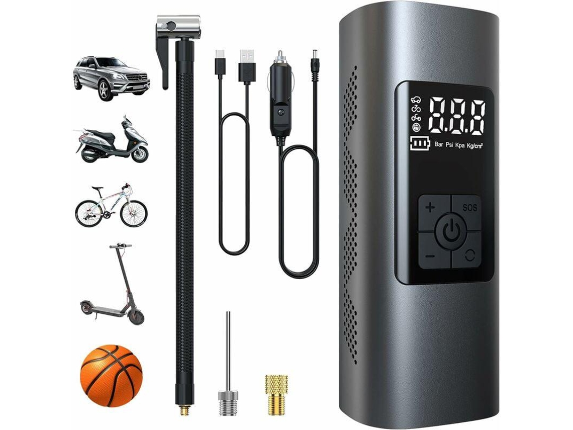 Mini bomba de ar elétrica 6000mAh, compressor portátil, inflador de pneus sem fio de 150 PSI com visor LCD digital, 