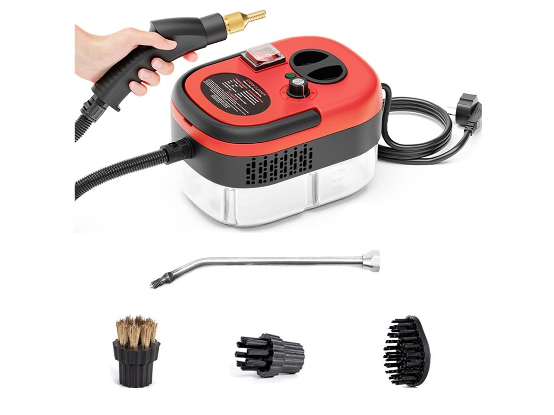 Limpiador a vapor de alta temperatura y alta presión de 2500 W con 6 modos ajustables para la limpieza de la cocina y el coche, color rojo Gertiz