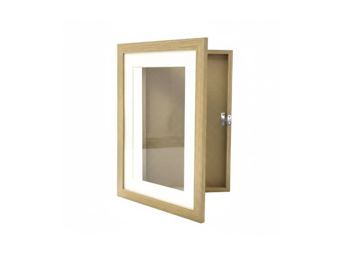 Relaxdays Moldura Infantil A4 Dobrável Magnética Para Desenhos, 32 X 25,5 Cm, Mdf E Acrílico, Natural