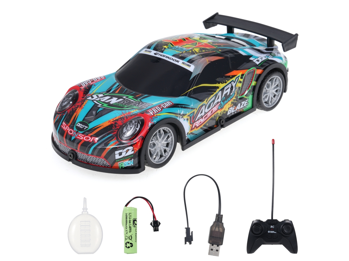 Coche Teledirigido A Escala 1:22 Con Luces Y Pulverizador, Juguete De Derrape Rápido, Regalo Para Niños Y Niñas, Amarillo.