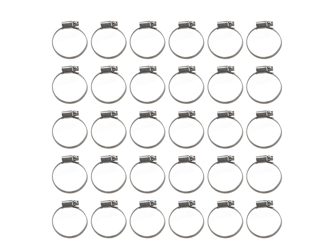 30 Abraçadeiras De Mangueira Alemã Ajustáveis Aço Inoxidável 304 Para Tubos De Combustível 27-51