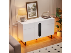 Aparador de 120 cm con gran capacidad de almacenamiento, cajones y puertas, blanco, Mobrio