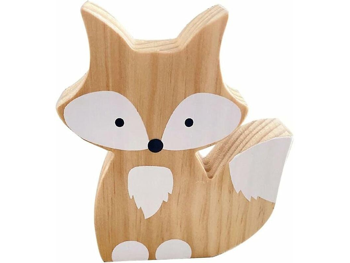 Rebe-figura De Zorro De Madera Estatua Decorativa Para Hogar Oficina Mesa Dormitorio Colección 12x14cm Blanco