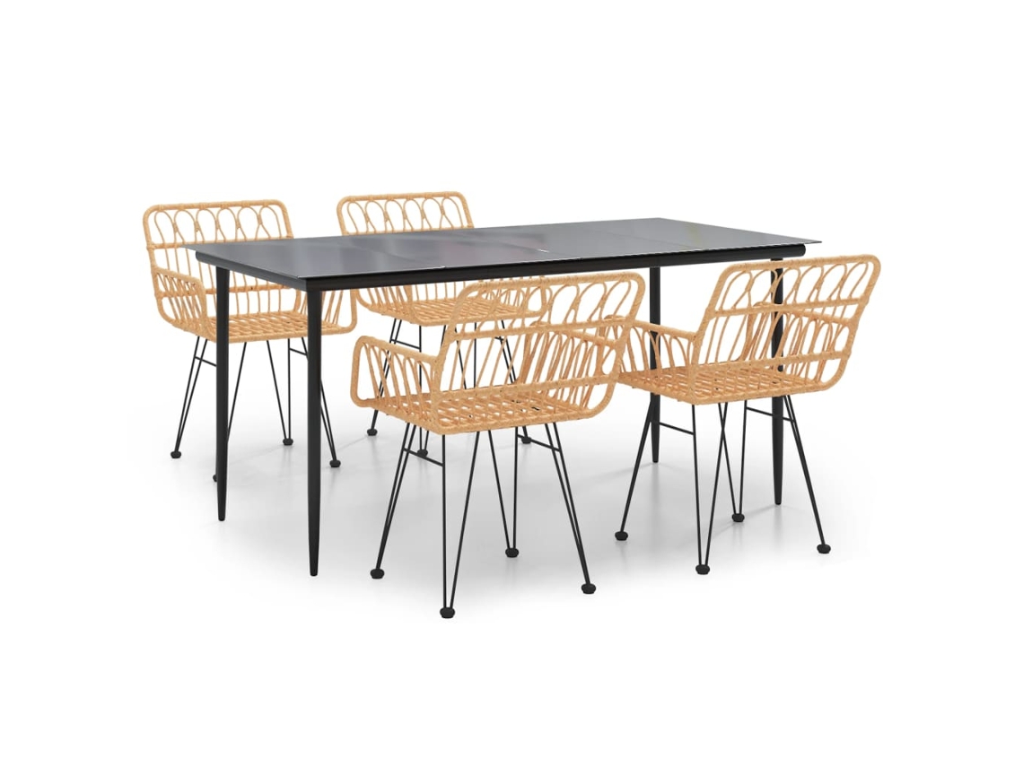 VIDAXL Juego De Comedor De Jardín 5 Piezas Ratán Sintético