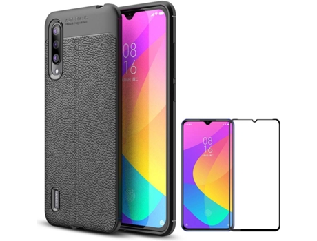 Funda y Protector de Pantalla Xiaomi Mi 9 Lite PHONESHIELD Rugged Leather / Flexguard Full Negro