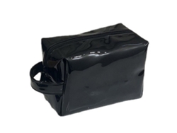 Neceser Portátil De Gran Capacidad De Piel Sintética Negra En Color Liso Para Viajes Y Cuidado Personal.