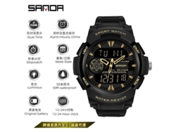 Reloj Electrónico Deportivo De Estilo Militar Resistente Al Agua (negro Y Dorado) Reloj De Pulsera Digital Luminoso De Moda
