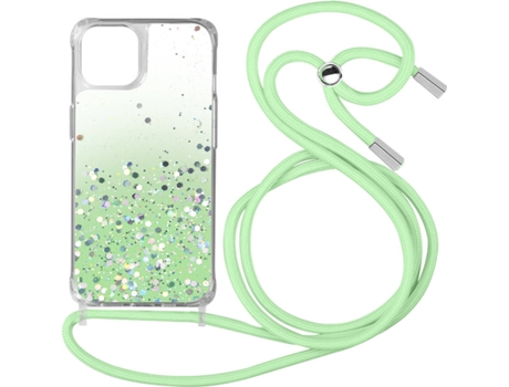 Carcasa iPhone 13 Mini AVIZAR Brillante con Cordón Extraíble Verde
