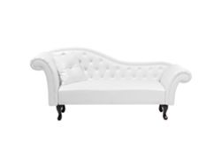 Chaise longue izquierdo BELIANI Lattes de Piel sintética Blanco 188x59x87