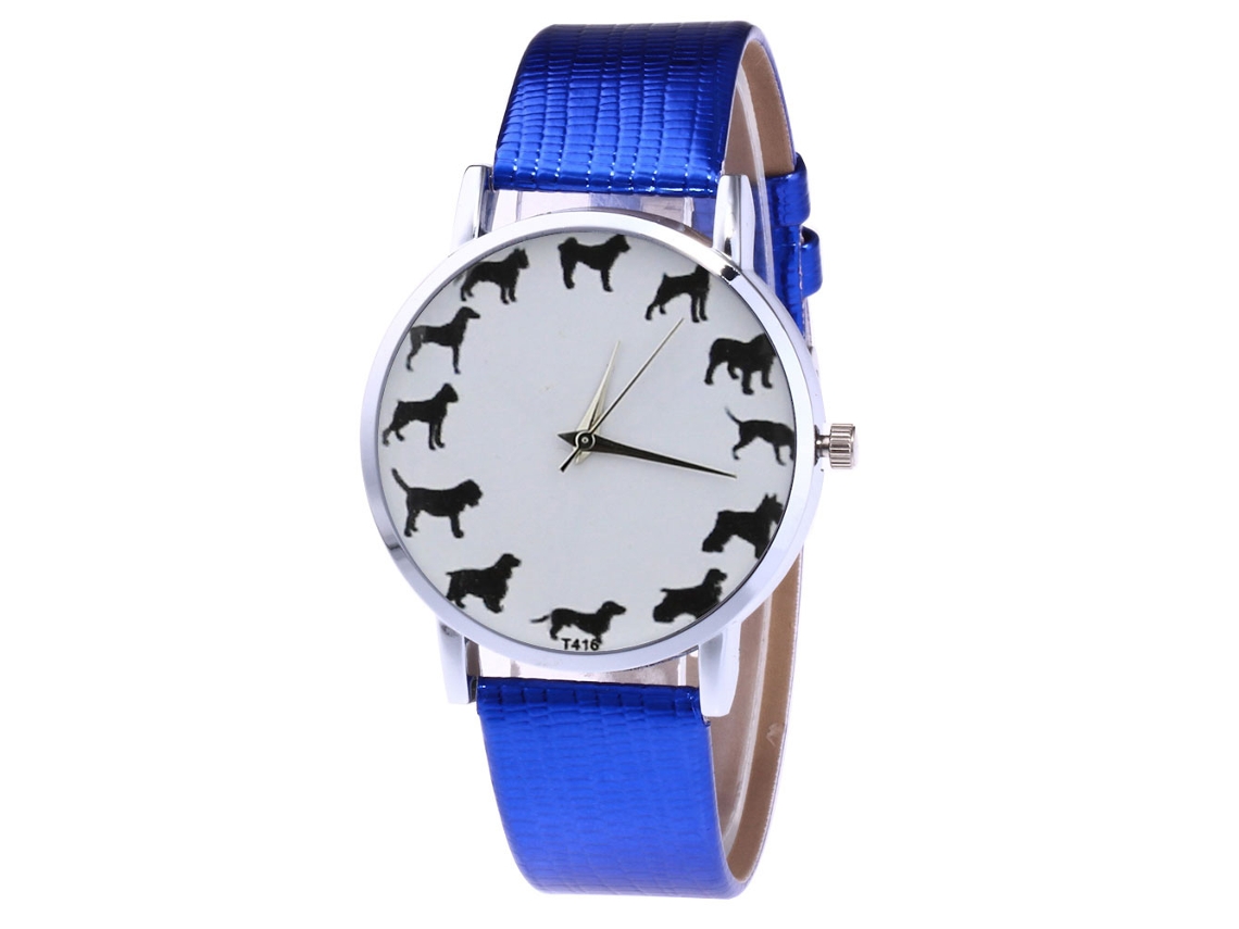 Reloj De Pulsera Unisex De Cuarzo Con Correa De Piel Sintética, Estilo Moderno, Azul T416-yx