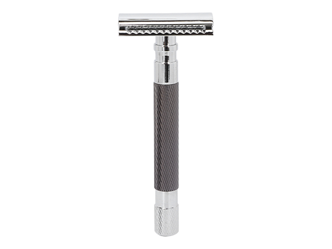 Afeitadora Manual Para Hombres Estilo Clásico Textura Diamante Aleación Navaja De Seguridad De Doble Filo Negra