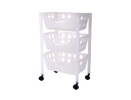 Carrito Verdulero De Cocina De 3 Alturas Blanco Con Ruedas Para Frutas PLASTICFORTE