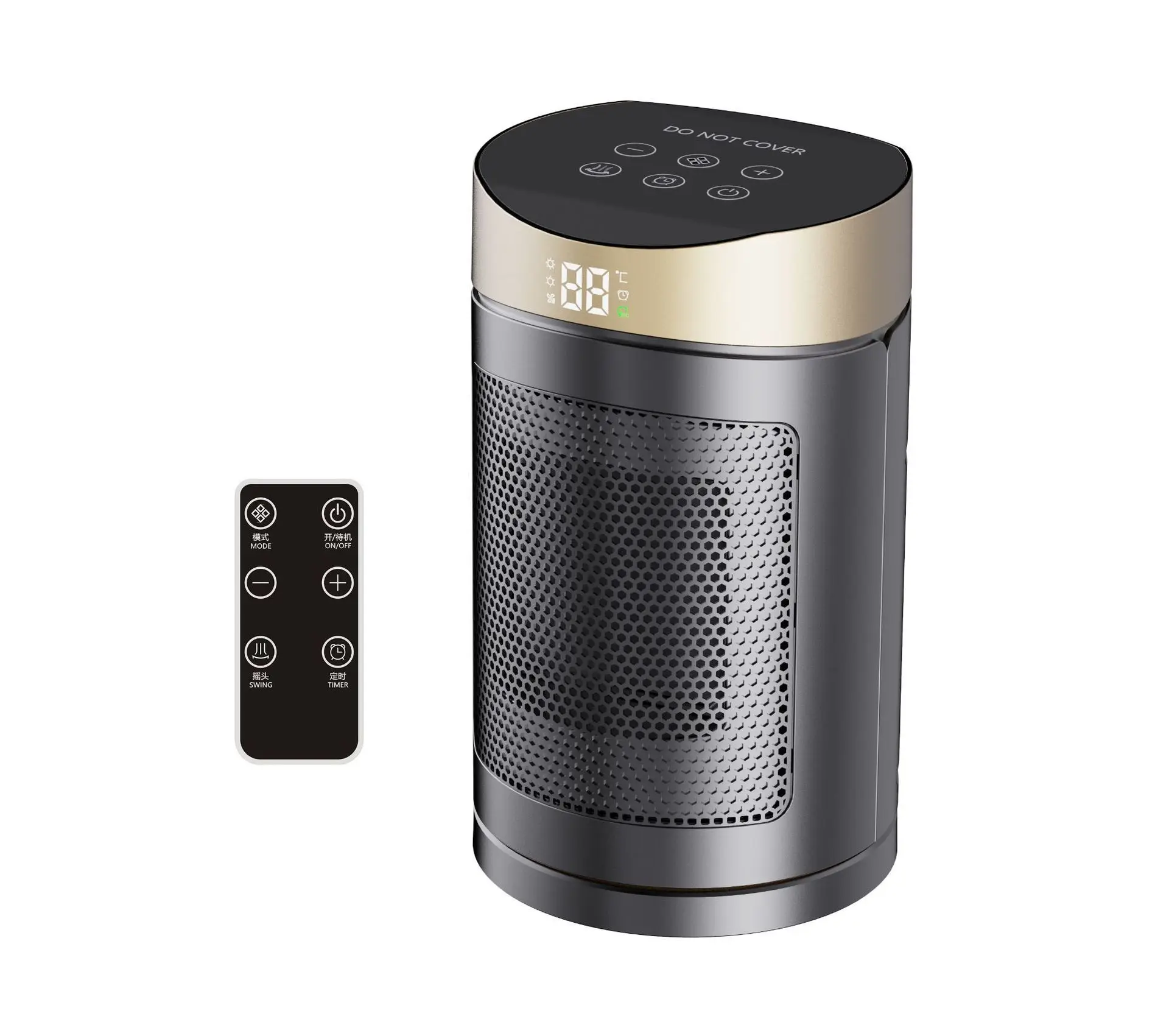 (estándar Europeo Dorado 220v) Calentador Eléctrico De 1500w Con Calentador De Aire Caliente Y Temporizador De Control Remoto
