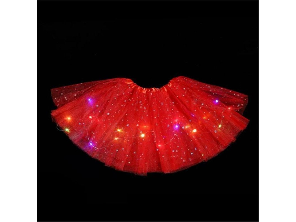 Falda Tutu Led Para Niñas Fiesta Glow Traje Hada Princesa Cumpleaños Boda 2-15años Fhired Rojo