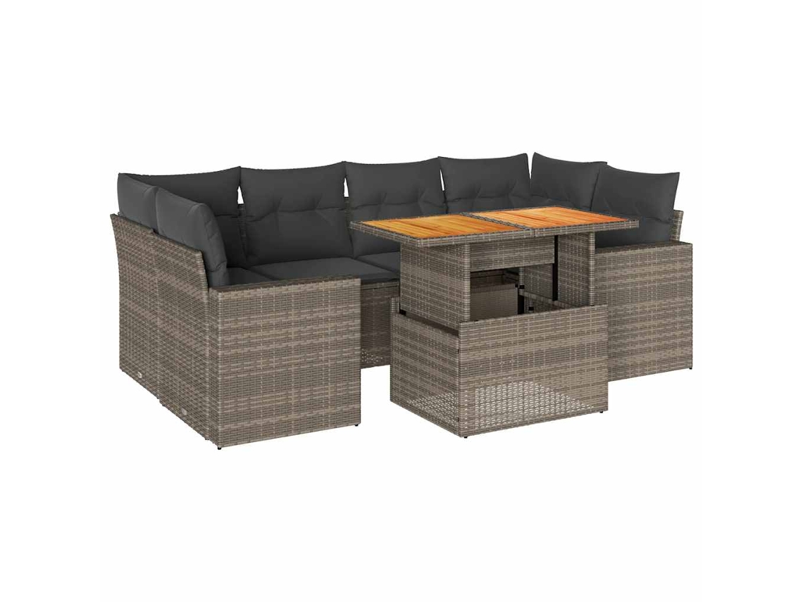 Maison Exclusive - Set De Sofás De Jardín 7 Pzas Con Cojines Ratán Sintético Gris