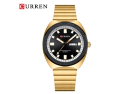 Reloj Redondo Impermeable (dorado Y Negro) Con Doble Calendario