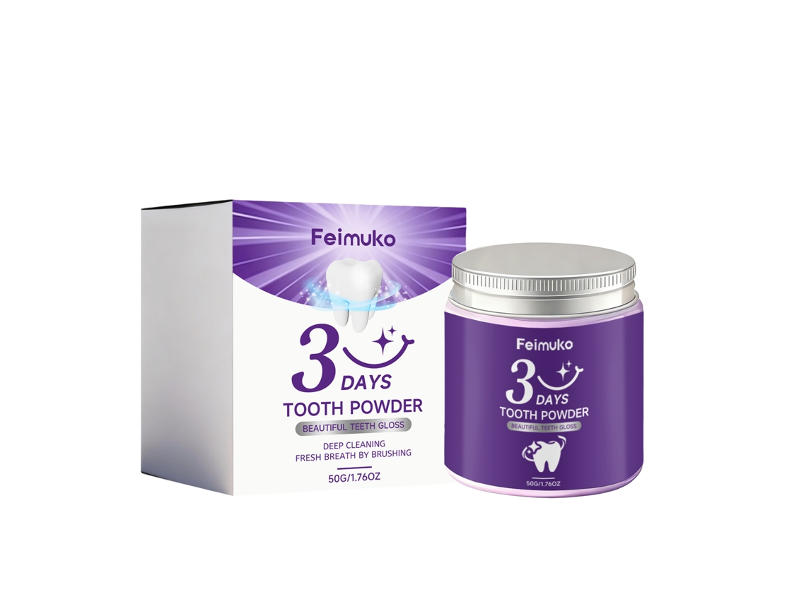 Polvo limpiador dental Feimuko Gentle Care, refrescante.