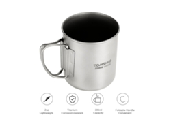 Vaso portátil de titanio Anub Tomshoo de 300 ml con asa plegable para acampadas y picnics al aire libre.