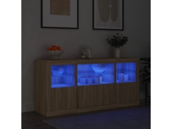 Aparador | Mueble De Comedor | Buffet Con Luces Led Roble Sonoma 142,5x37x67 Cm Wsd209355