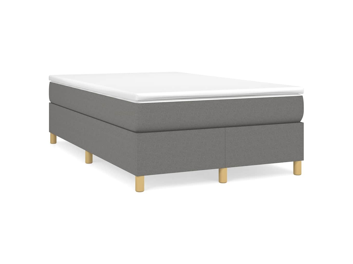Cama Box Spring Con Colchón Tela Gris Oscuro 120x190 Cm