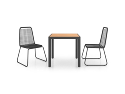 Conjunto 3 de comedor de jardín de VIDAXL PVC ratán negro y marrón