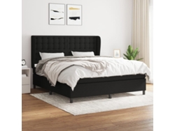 Cama Box Spring Con Colchón Tela Negro 160x200 Cm
