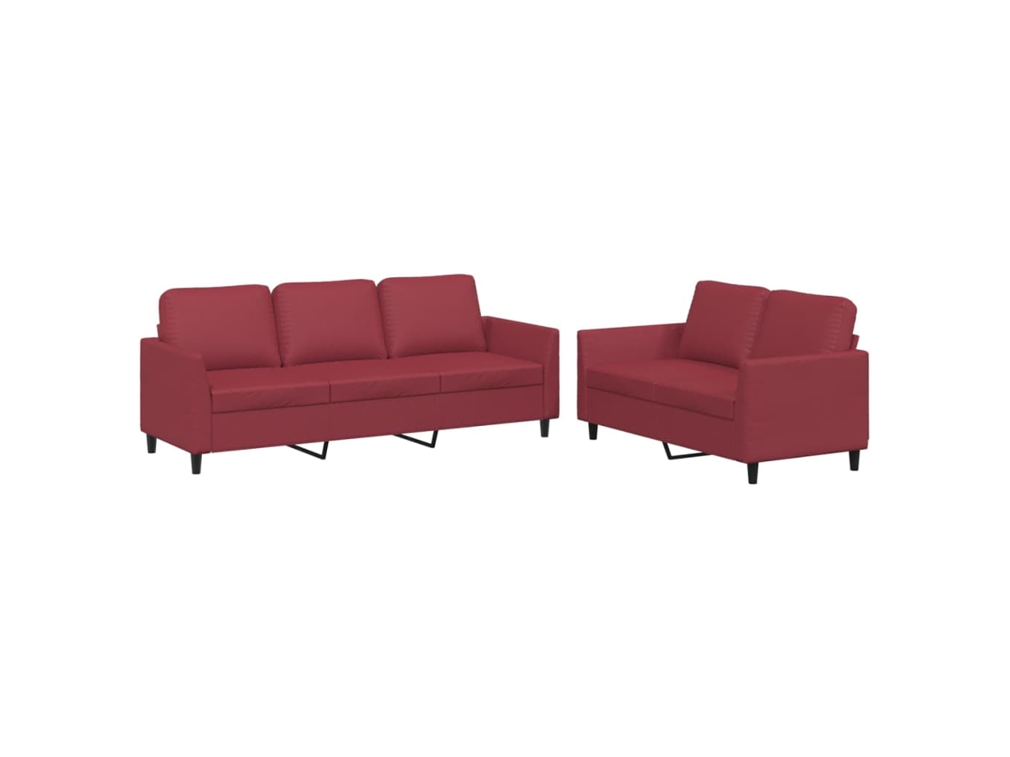 Maison Exclusive - Juego De Sofás Con Cojines 2 Piezas Cuero Sintético Rojo Tinto