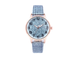 Elegante Reloj De Pulsera De Cuarzo Informal Para Mujer Con Esfera Redonda Azul Claro.