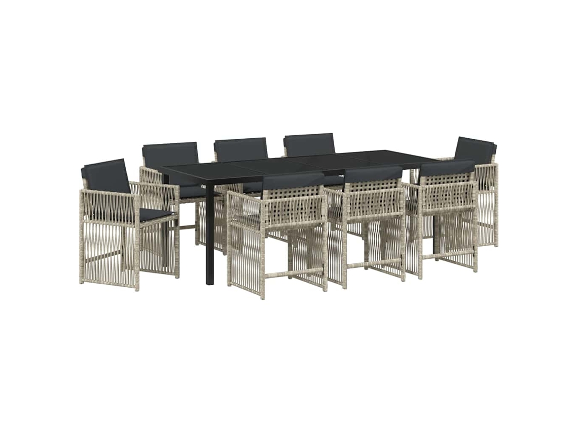Maison Exclusive - Conjunto De Comedor De Jardín 9 Pcs Gris Claro