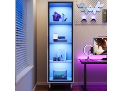 Vitrina De Cristal Con Iluminación Led, 170 Cm, Blanco/ahumado