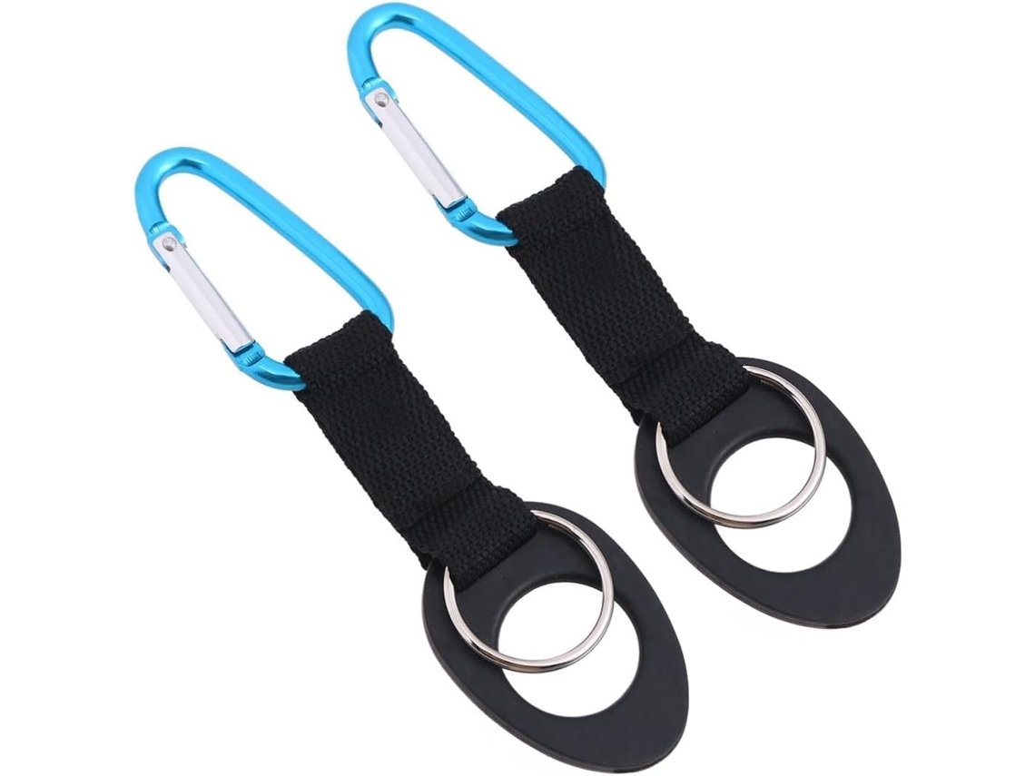 Juego de 2 clips de silicona para botellas, mochilas/bicicletas, Slowmoose azul