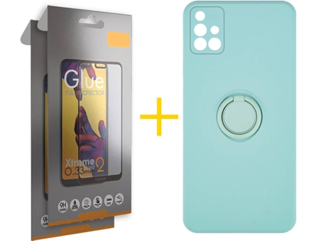 Carcasa + 2 Protectores de Pantalla para Samsung Galaxy A71 SKYHE Verde Agua