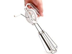 Licuadora manual de huevos de acero inoxidable, diseño ergonómico, mango cómodo y antideslizante, licuadora de alta eficiencia con doble rueda, fácil de usar.