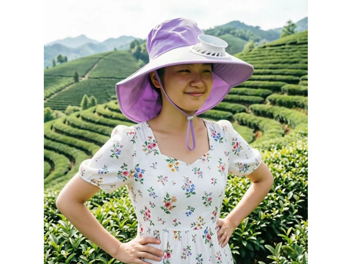(morado) Sombrero Con Ventilador Solar Para Hombres Y Mujeres, Protección Solar Para Exteriores