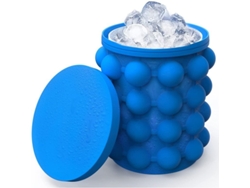 Bandeja Grande De Silicona Para Cubitos De Hielo, 2 En 1, Redonda Y Portátil (azul Oscuro)