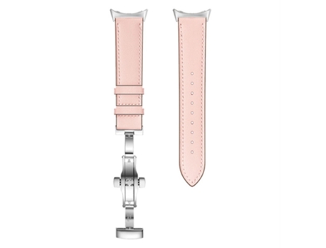 Correa de piel auténtica hebilla de mariposa para Google Pixel Watch - hebilla plateada/rosa