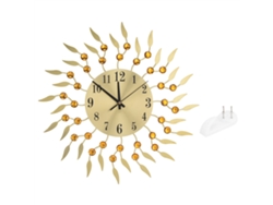 Reloj de pared de hierro estilo europeo con diseño floral dorado