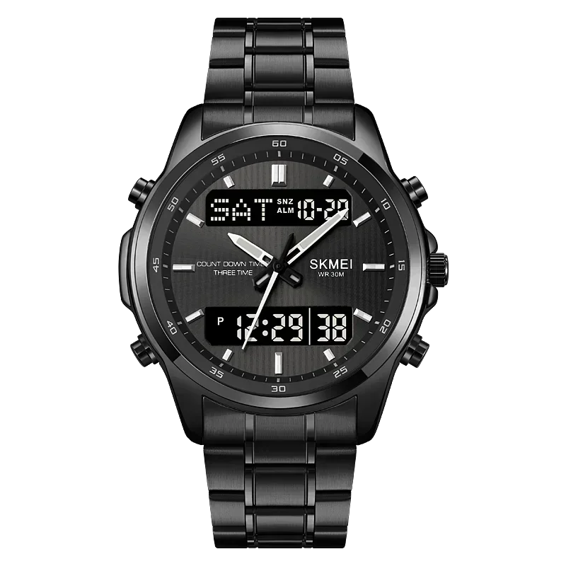 Reloj Despertador Deportivo Retroiluminado (negro) Resistente Al Agua Con 3 Zonas Horarias Y Cuenta Regresiva Digital Para Hombre.