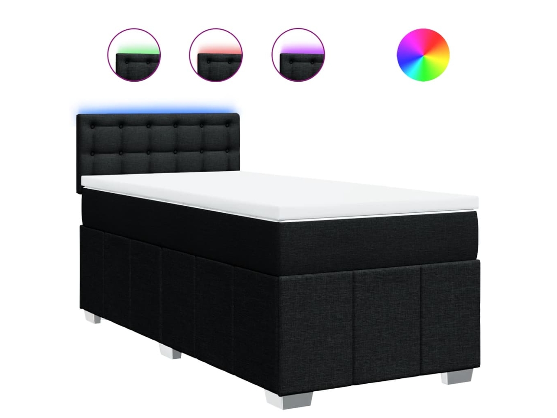 Maison Exclusive - Cama Box Spring Con Colchón Tela Negro 80x200 Cm