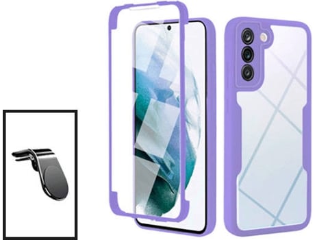 Kit Carcasa 360° Protección Frente y Verso + Soporte Magnético Samsung Galaxy S21 FE 5G GIFT4ME Morado