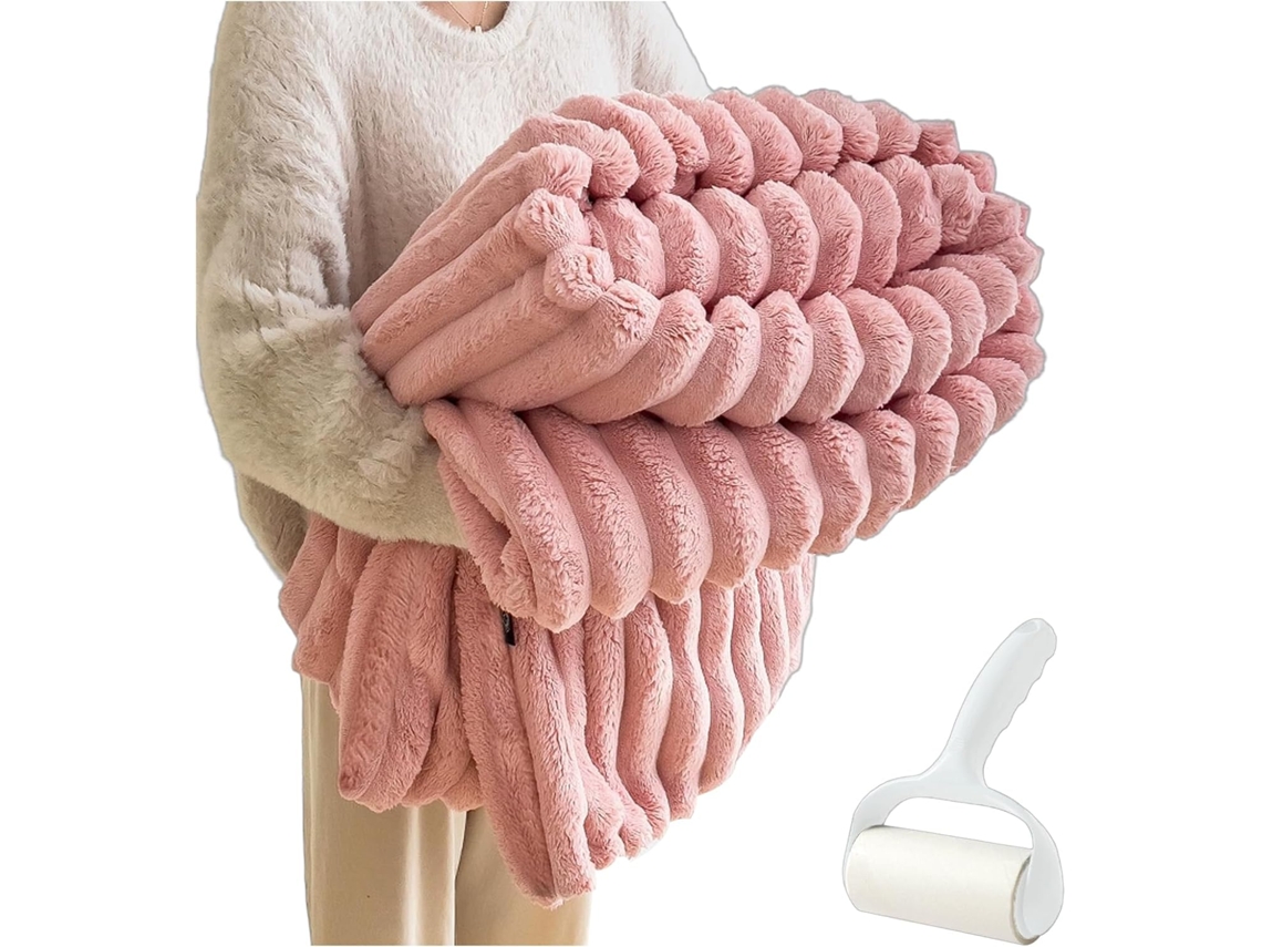 Manta Queen Rabbit para adultos, cálida, gruesa y cómoda para el sofá (rosa...