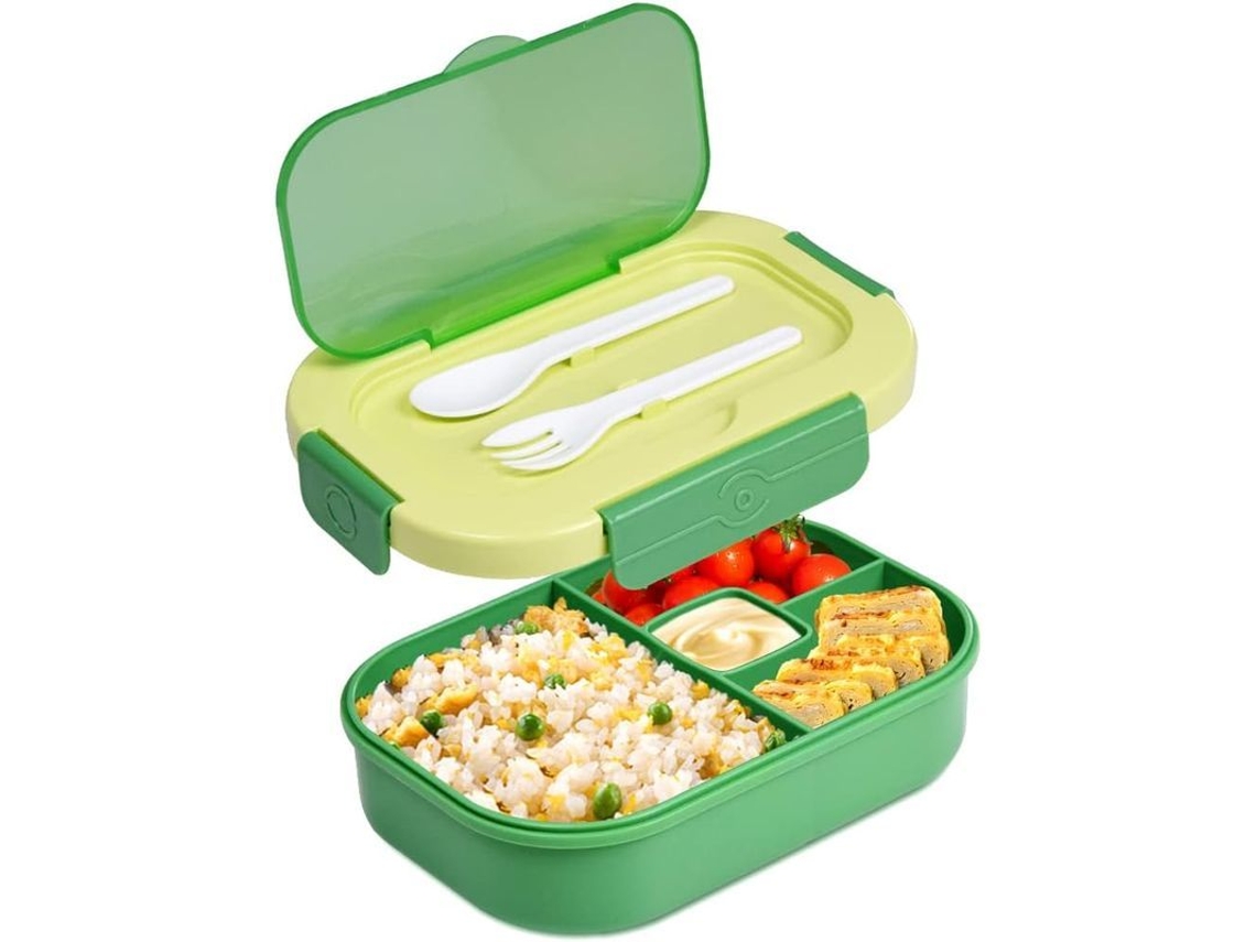 Fiambrera Bento Isotérmica A Prueba De Fugas Con Compartimentos, 1300 Ml (verde)