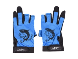 Guantes de pesca azules sin dedos con superficie antideslizante.