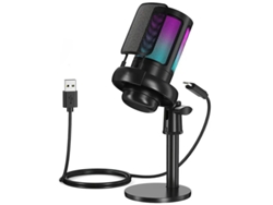 Micrófono Usb Para Juegos Para Pc/ps4/ps5 Con Rgb Y Botón De Silencio, Color Negro Siurn
