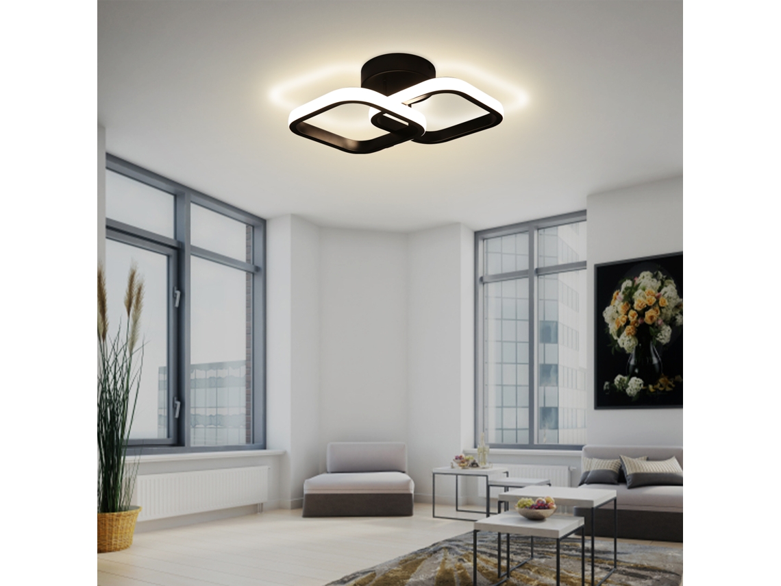 Lâmpada De Teto Led Neoglint Design Quadrado 3 Cores Para Quarto Sala Varanda Corredor