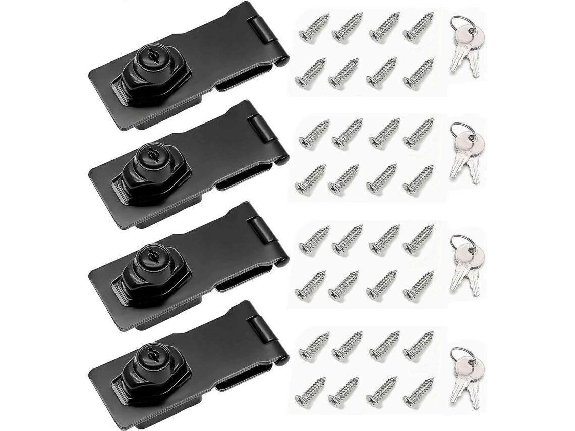 Cerraduras De Pestillo Con Llave, Pestillo De Giro Con Llave, Cerraduras De Armario, 4 Piezas, 2.5-3 Pulgadas 4 Pulgadas Negro