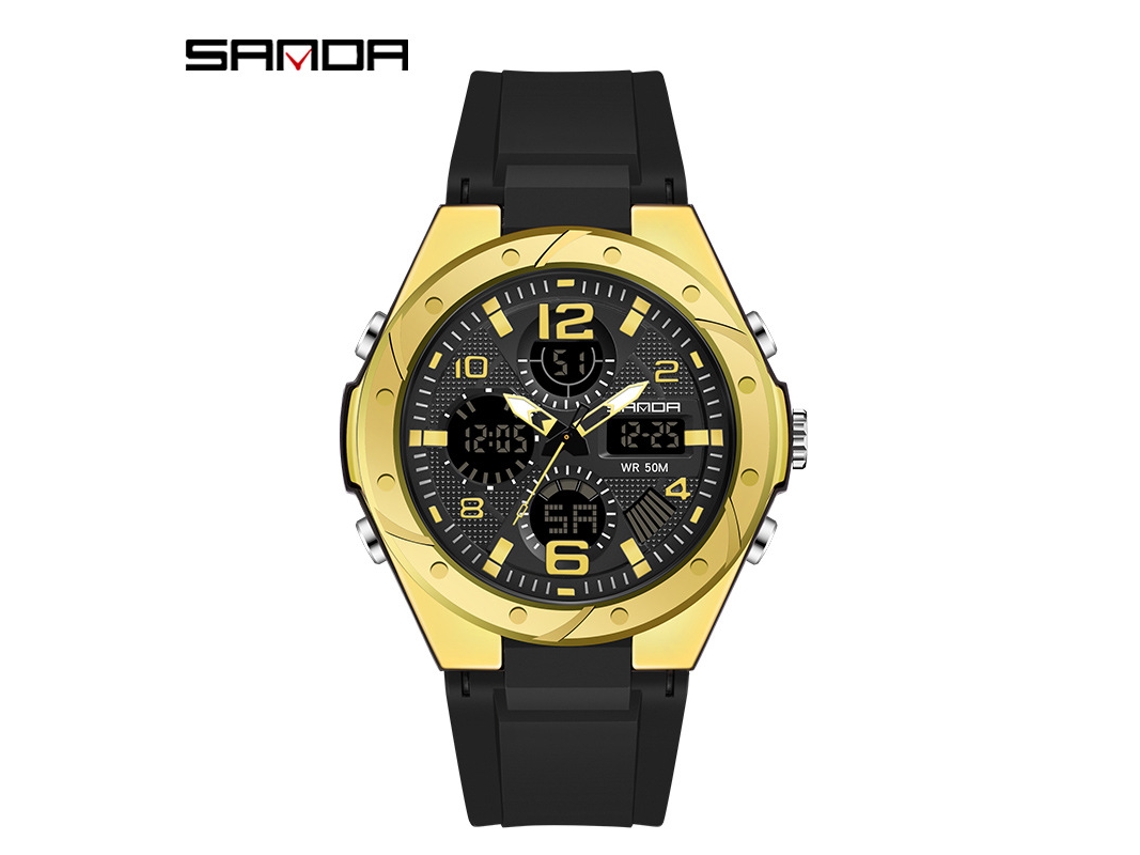 Reloj Electrónico Deportivo Multifuncional Luminoso Para Mujer (negro Y Dorado), Resistente Al Agua, Estilo Harajuku.