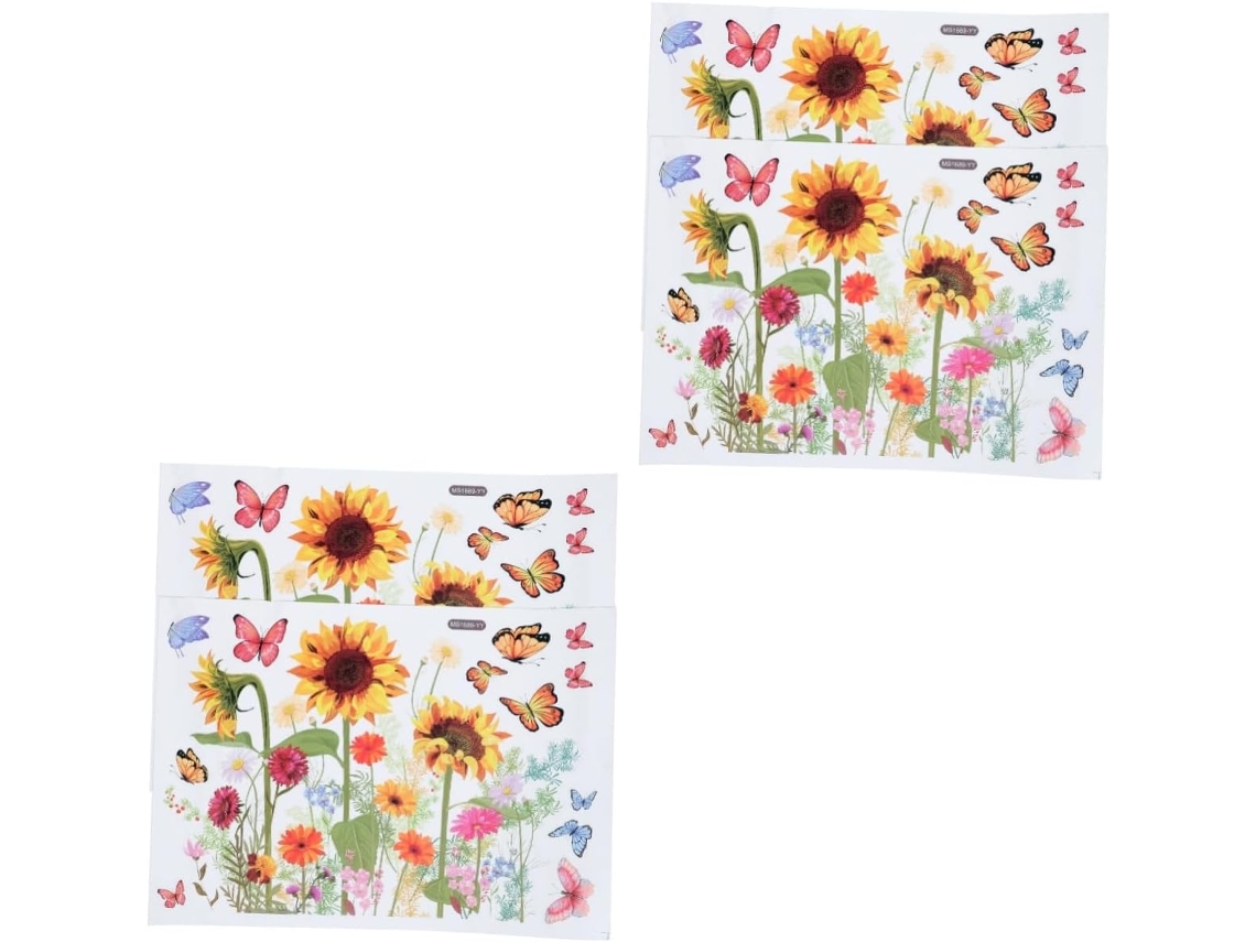 4 Pegatinas Autoadhesivas De Pared Con Motivos Florales Y De Baño Para Decoración.